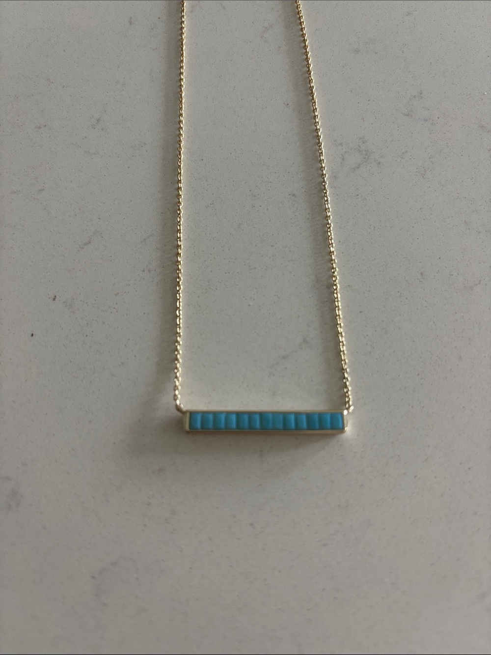 Kendra Scott Gold Bar Necklace with Turquoise Inlay - Womens Jewelry